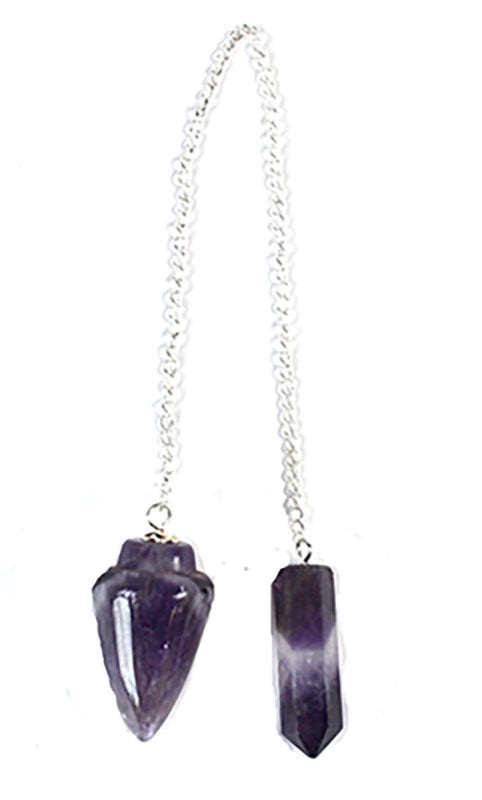 Amethyst Pendulum with Natural Crystal Point – Polished Gemstone on Chain | Decorative Crystal Accessory