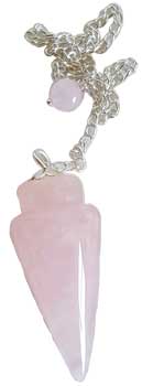 Rose Quartz 6-Sided Pendulum – Polished Natural Crystal on Chain | Decorative Gemstone Accessory
