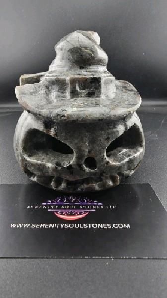 Yooperlite Jack-O’-Lantern Carved Stone – 3.5 Inch