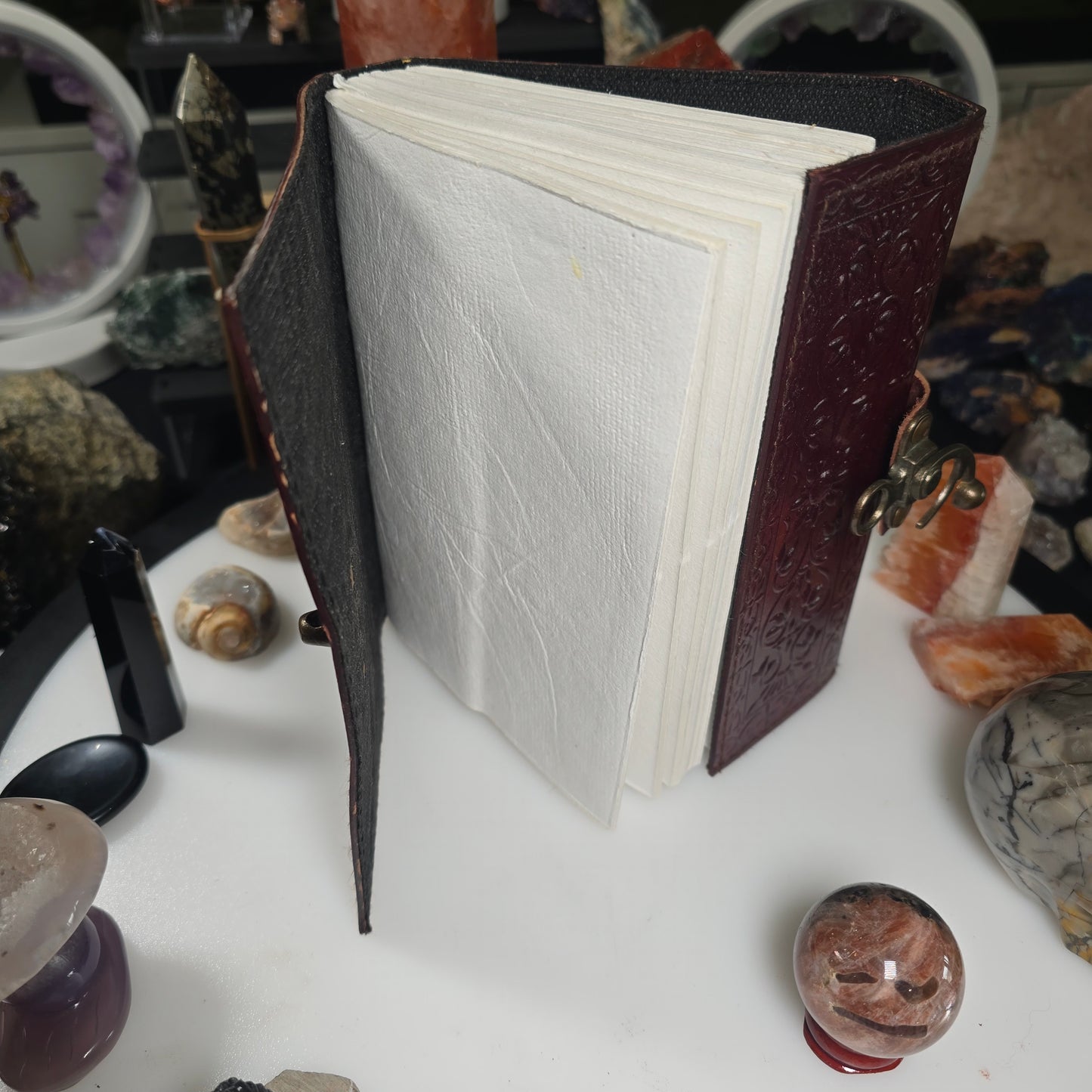 Wolf & Tree of Life Leather Journal – 5" x 7" Blank Book with Celtic Knot & Pentacle Design