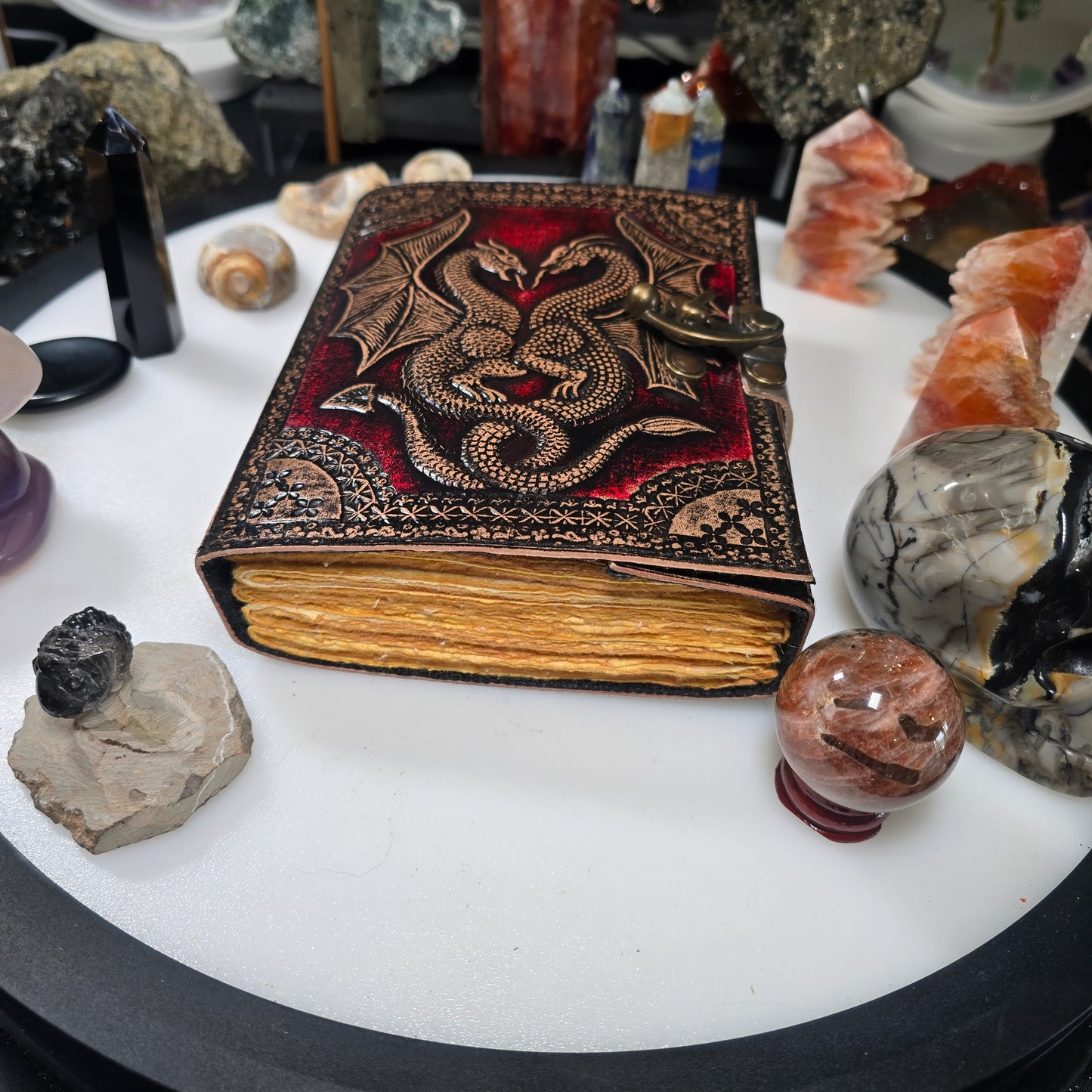 Red Double Dragon Leather Journal – Mystical Journal for Manifestation and Reflection