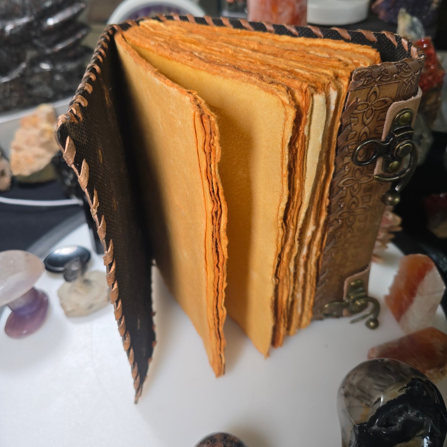 7 Chakra Leather Journal with Handmade Aged Paper