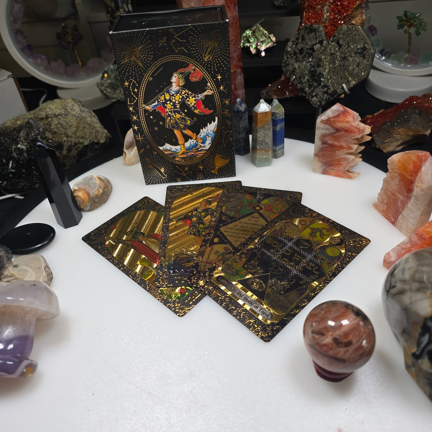 Black Rider-Waite Tarot Deck with Gold Foil