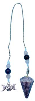 Lepidolite Triple Moon 6-Sided Pendulum