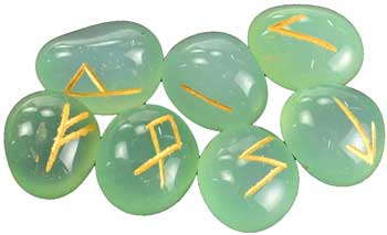 Aquamarine Rune Set – Handcrafted Divination Tool with Elder Futhark Symbols