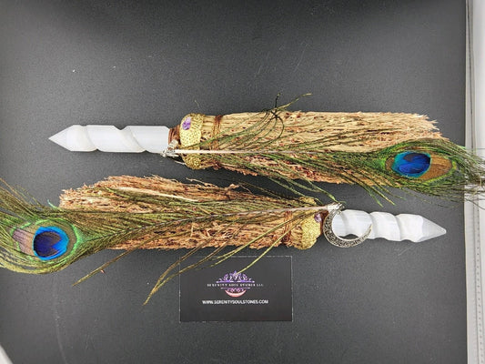 Altar Broom with Moon Charm – 12 Inch