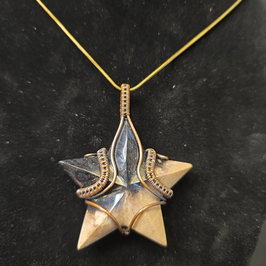 Fossilized Palm Root Star Pendant