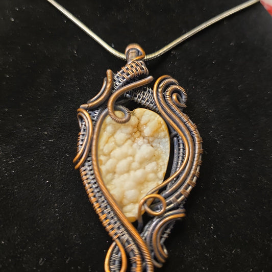 Druzy Agate Copper Wire Wrapped Pendant