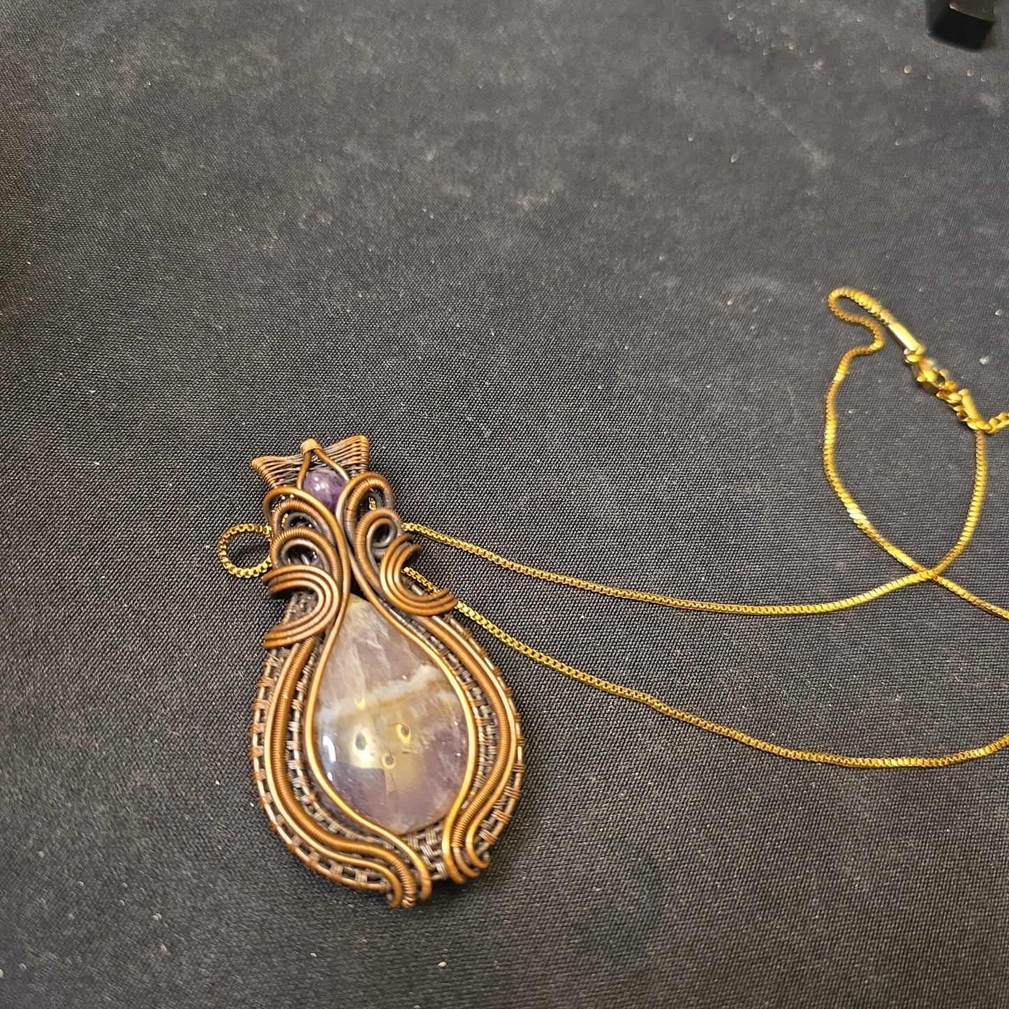 Amethyst Copper Wire Wrapped Pendant