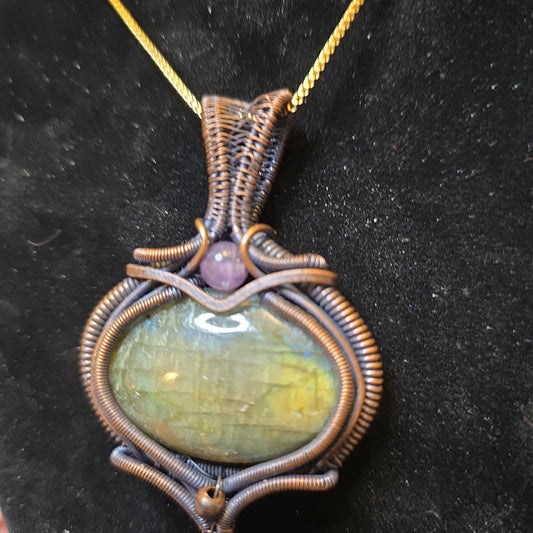 Labradorite Copper Wire Wrapped Pendant
