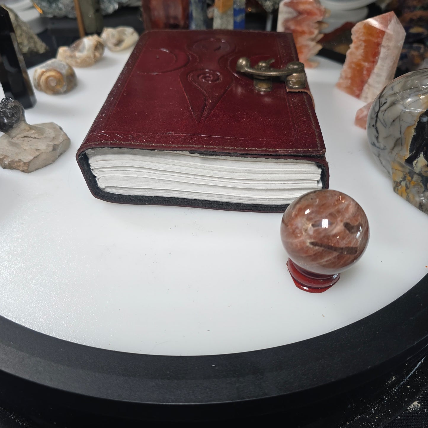 Maiden Mother Moon Leather Blank Book