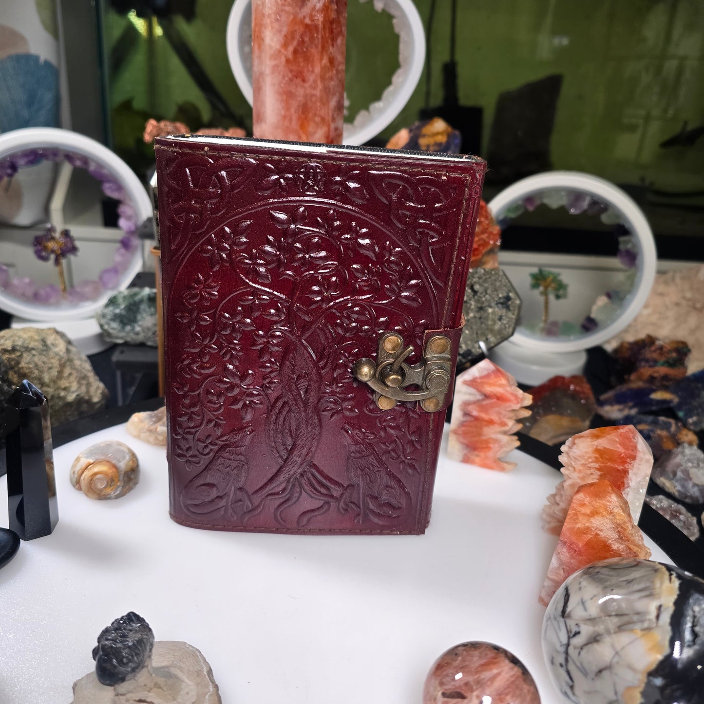 Wolf & Tree of Life Leather Blank Book