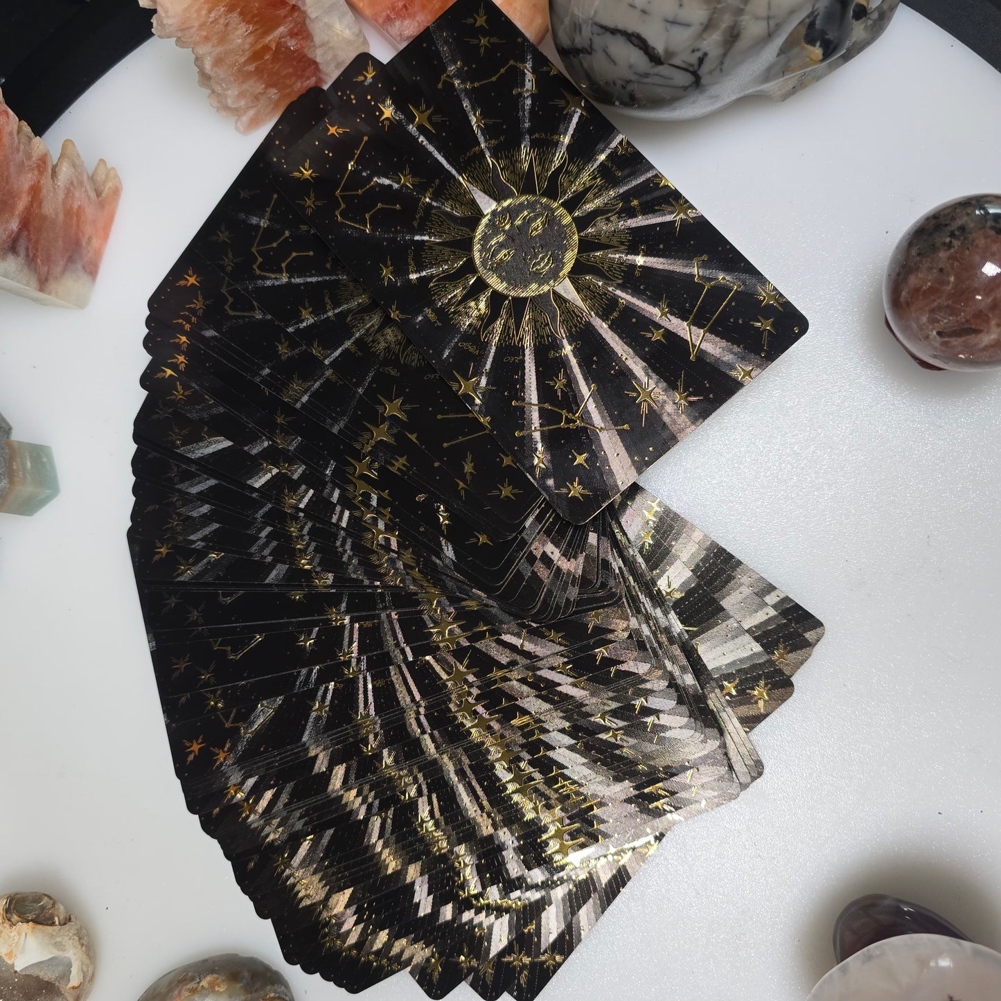 Black Rider-Waite Tarot Deck with Gold Foil