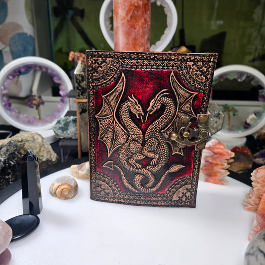 Red Double Dragon Leather Journal – Mystical Journal for Manifestation and Reflection