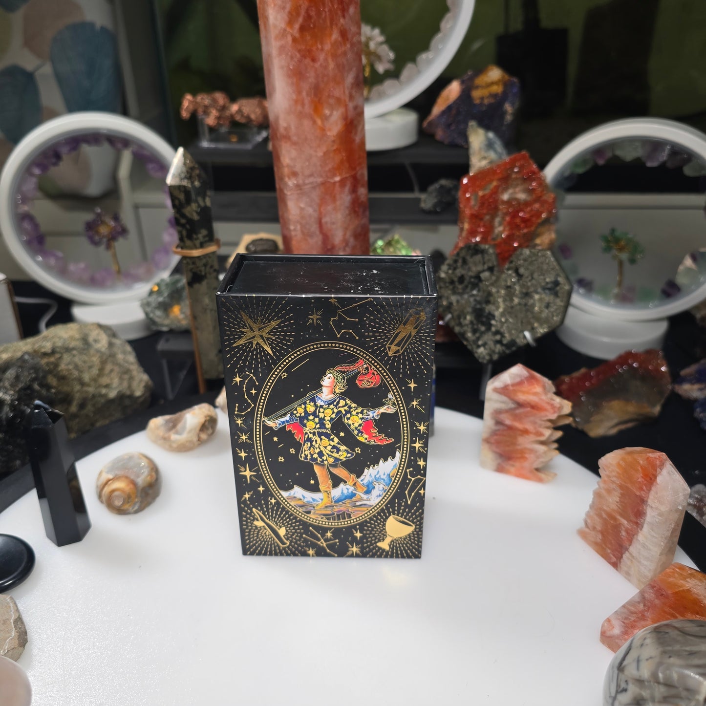 Black Rider-Waite Tarot Deck with Gold Foil