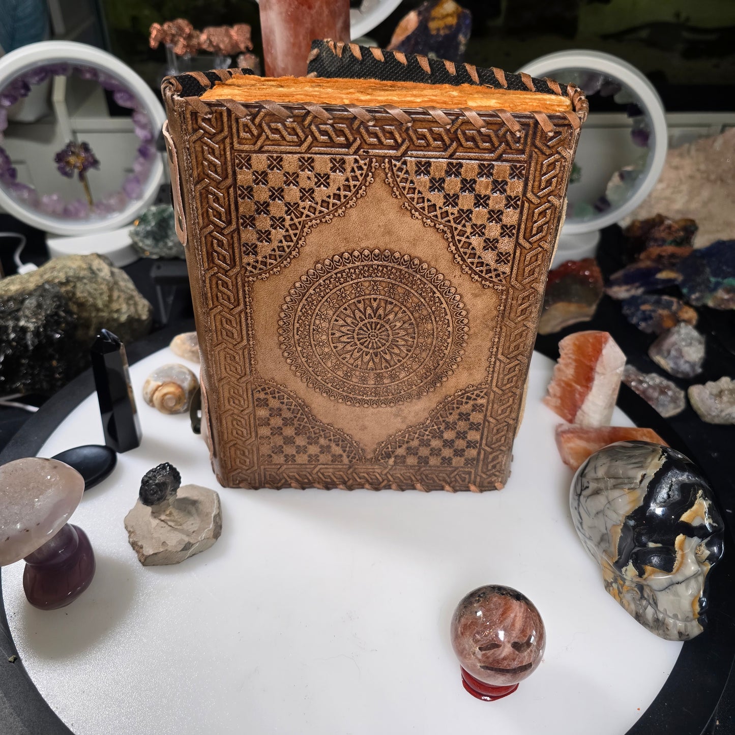 7 Chakra Leather Journal with Handmade Aged Paper