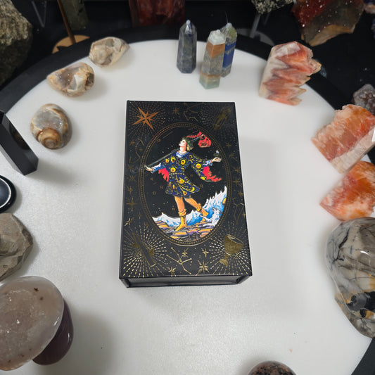 Black Rider-Waite Tarot Deck with Gold Foil
