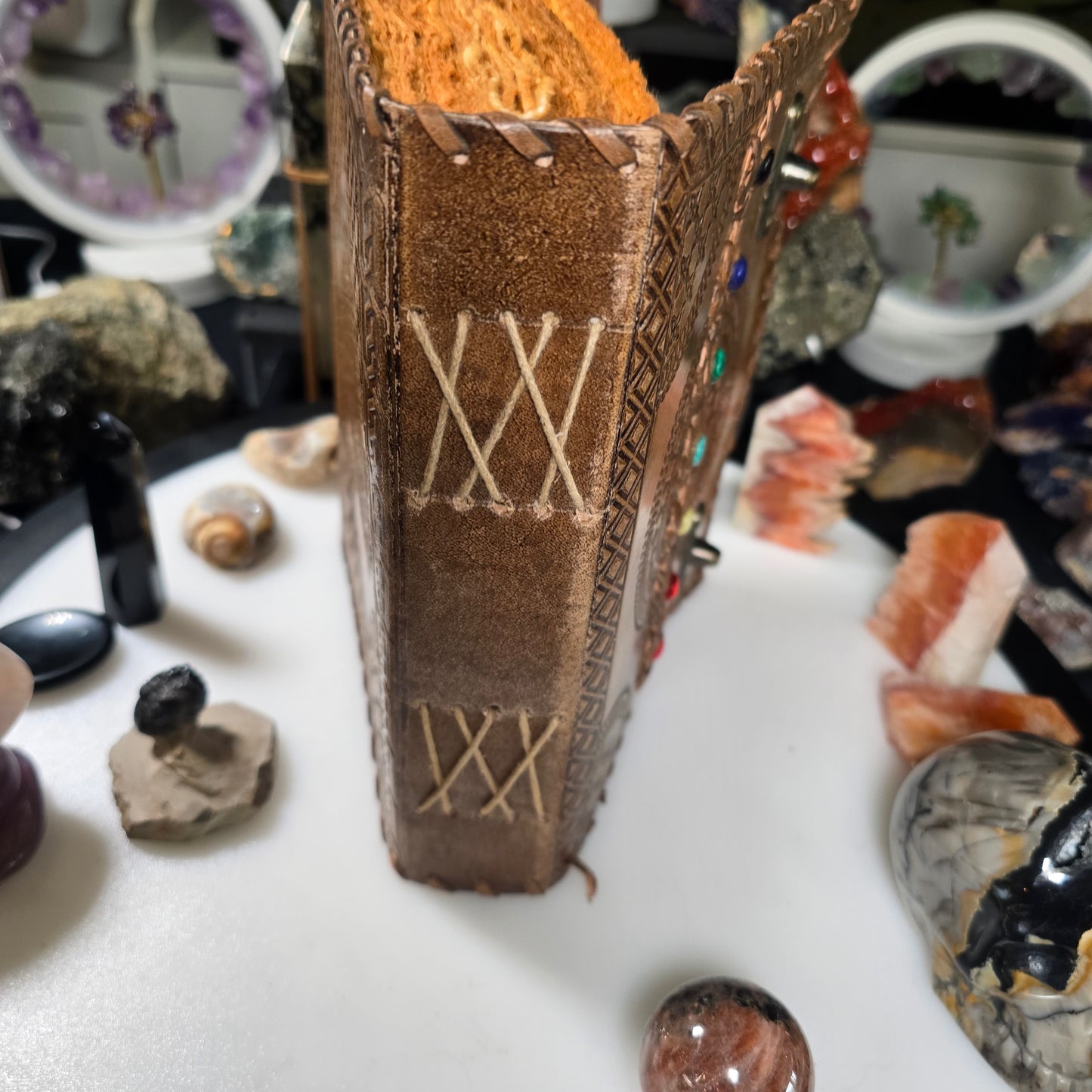 7 Chakra Leather Journal with Handmade Aged Paper