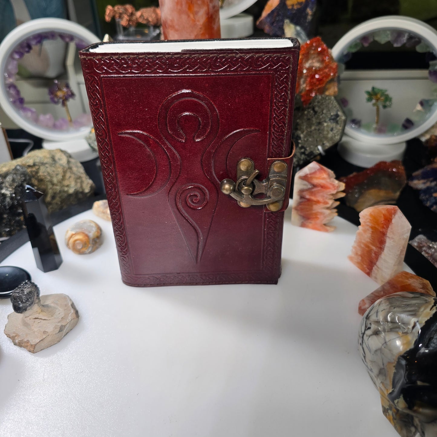 Maiden Mother Moon Leather Blank Book