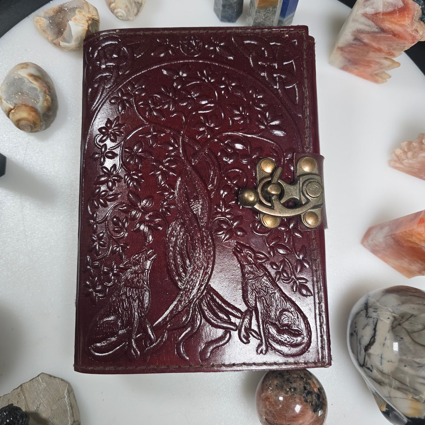 Wolf & Tree of Life Leather Blank Book