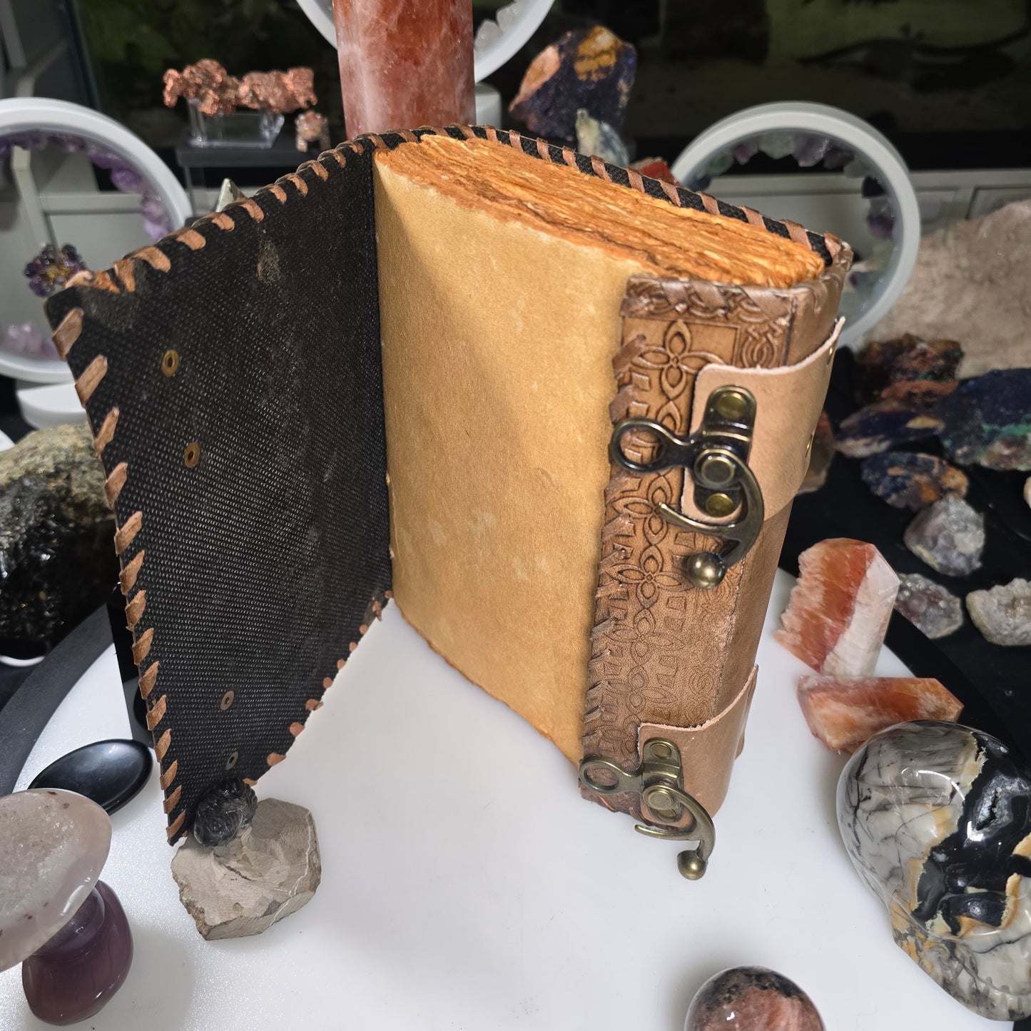 7 Chakra Leather Journal with Handmade Aged Paper